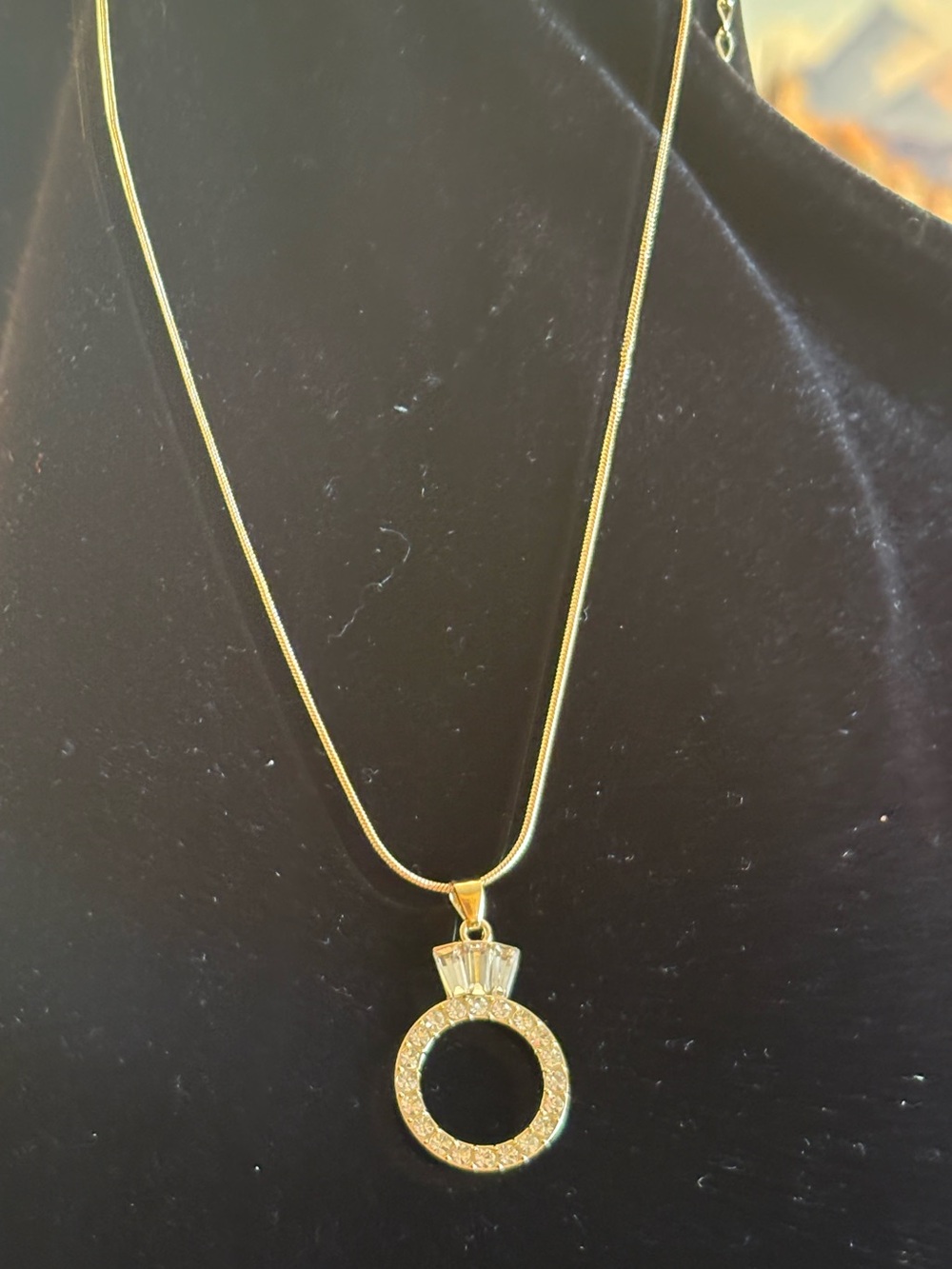 Gold Diamond RingPendant Necklace - Women Jewelry